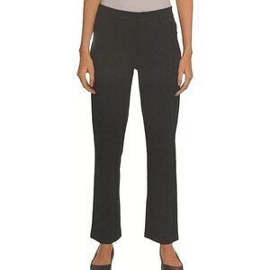 DKNY Jeans Women's M Zip Ponte Pants Slim Straight Leg Stretch Black Pinstripe